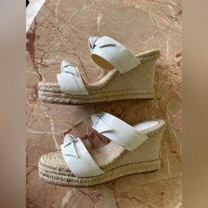 Alexandre Birman white bow espadrille wedges size 37